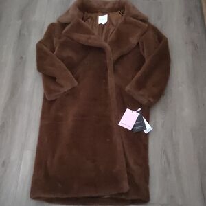 Avec Les Filles Full Length Faux Fur Coat In Chocolate Women Size M